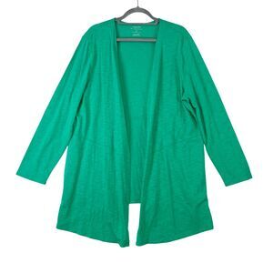Chicos Open Front Waterfall Cardigan Women's 3 (16/18) Green Ultimate Tee Casual